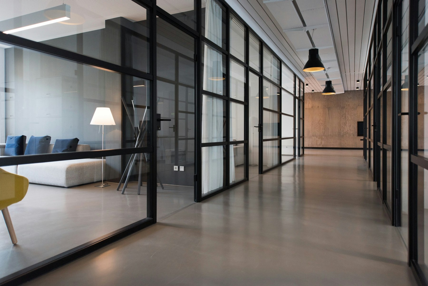 Corridor of a contemporary professional services office